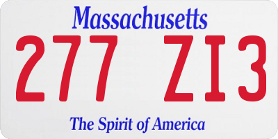 MA license plate 277ZI3