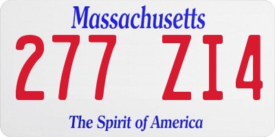 MA license plate 277ZI4