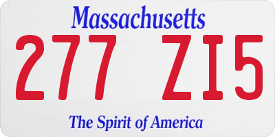 MA license plate 277ZI5
