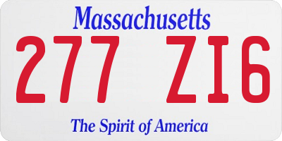 MA license plate 277ZI6