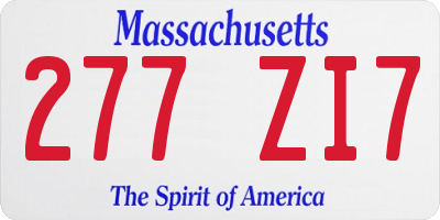 MA license plate 277ZI7