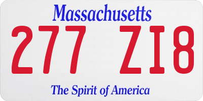 MA license plate 277ZI8
