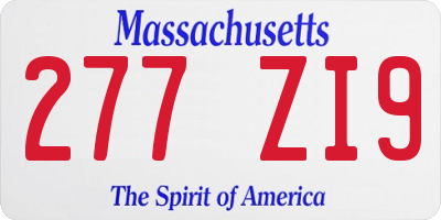MA license plate 277ZI9