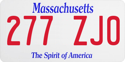 MA license plate 277ZJ0