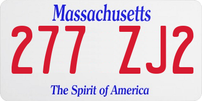 MA license plate 277ZJ2