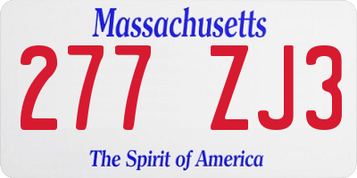 MA license plate 277ZJ3