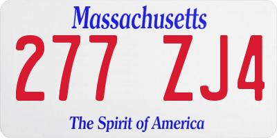 MA license plate 277ZJ4