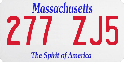 MA license plate 277ZJ5