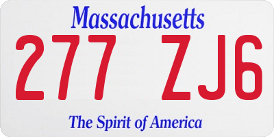 MA license plate 277ZJ6