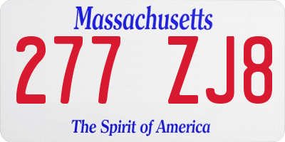 MA license plate 277ZJ8