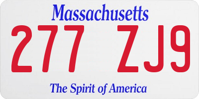 MA license plate 277ZJ9