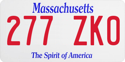 MA license plate 277ZK0