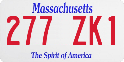 MA license plate 277ZK1