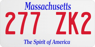 MA license plate 277ZK2