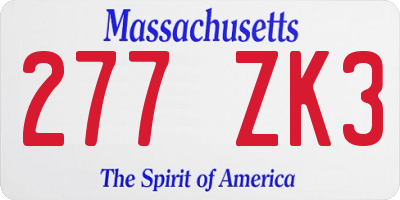 MA license plate 277ZK3