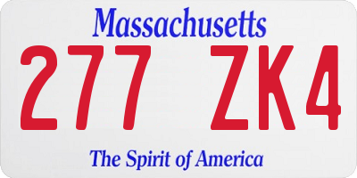 MA license plate 277ZK4