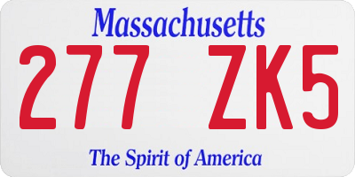 MA license plate 277ZK5