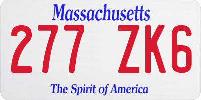 MA license plate 277ZK6