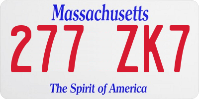MA license plate 277ZK7