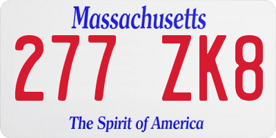 MA license plate 277ZK8