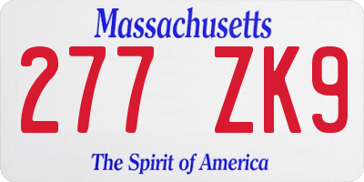 MA license plate 277ZK9