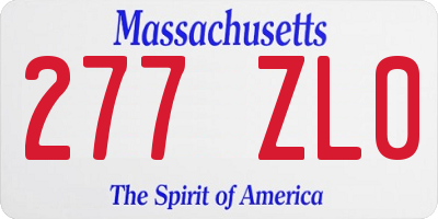 MA license plate 277ZL0