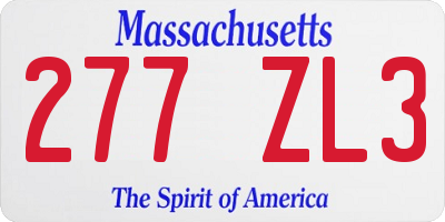 MA license plate 277ZL3
