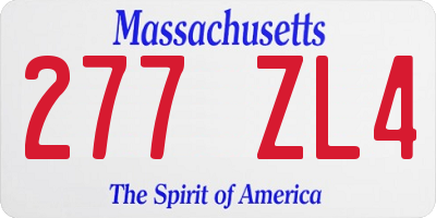 MA license plate 277ZL4
