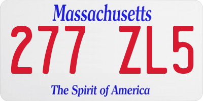 MA license plate 277ZL5