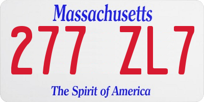 MA license plate 277ZL7