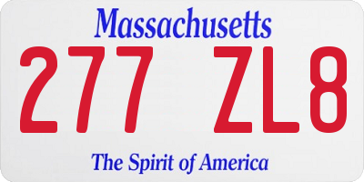 MA license plate 277ZL8
