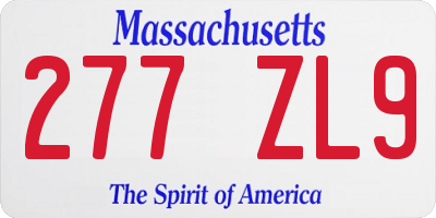 MA license plate 277ZL9