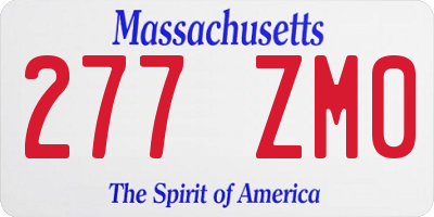 MA license plate 277ZM0