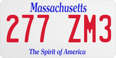 MA license plate 277ZM3