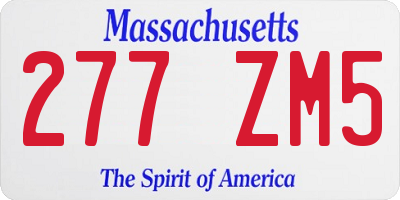 MA license plate 277ZM5