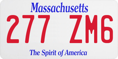 MA license plate 277ZM6