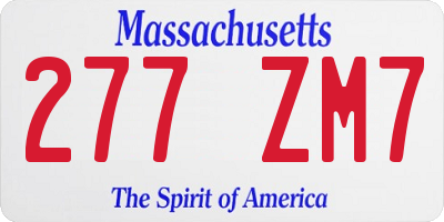 MA license plate 277ZM7