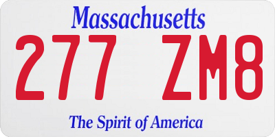 MA license plate 277ZM8