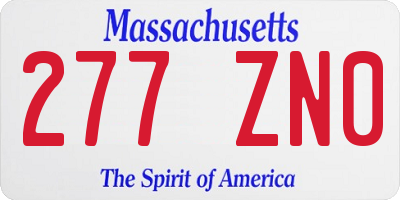 MA license plate 277ZN0