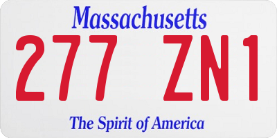 MA license plate 277ZN1