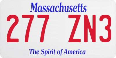 MA license plate 277ZN3
