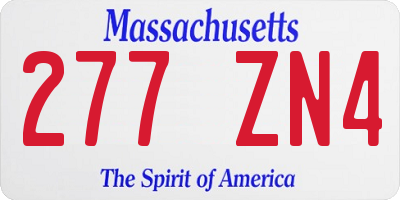 MA license plate 277ZN4