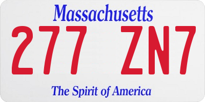 MA license plate 277ZN7
