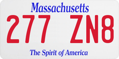 MA license plate 277ZN8