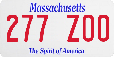 MA license plate 277ZO0