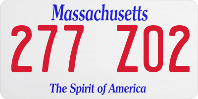 MA license plate 277ZO2