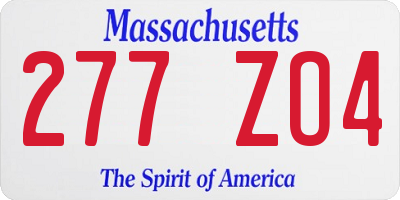 MA license plate 277ZO4
