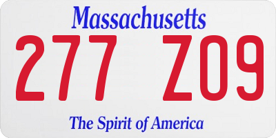 MA license plate 277ZO9