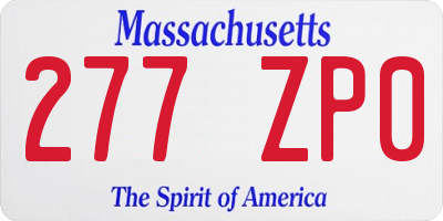 MA license plate 277ZP0