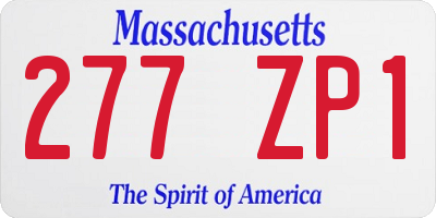 MA license plate 277ZP1